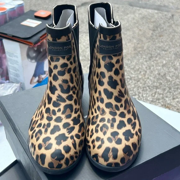London Fog Piccadilly Leopard Ankle Rain Boots Women’s Size 9M - Picture 3 of 8